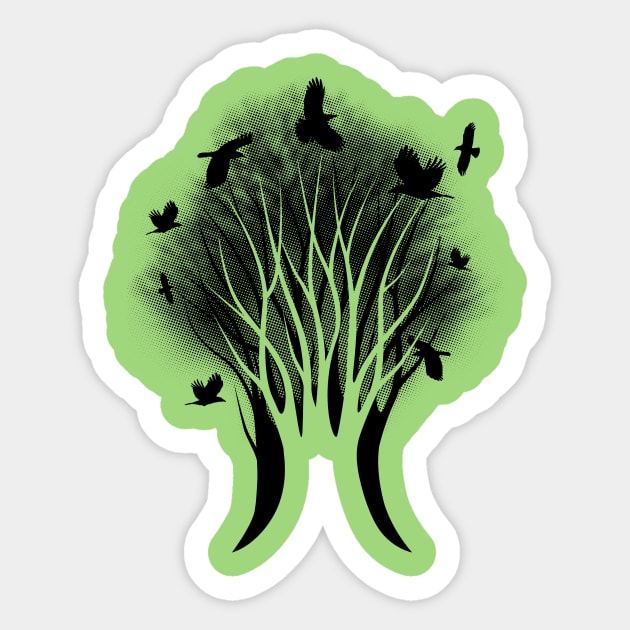 Tree of Crows Sticker by goldengallery